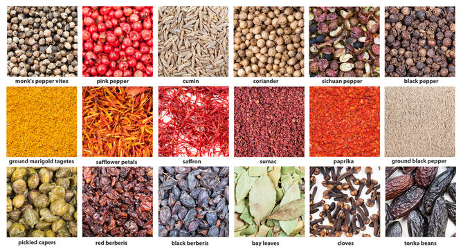 background - various flavorings with names