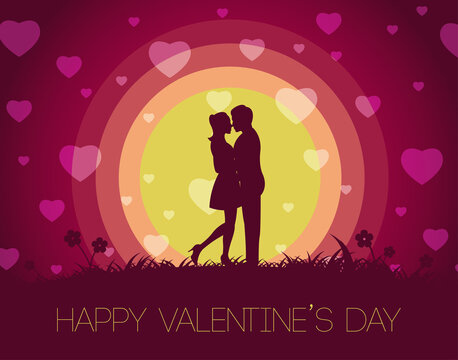 Silhouette design of valentine's day of man hug woman,vector illustration