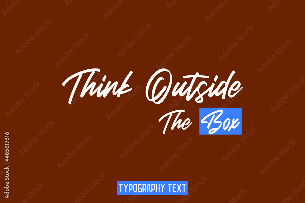 Poster typographic text think outside the box on brown background - Posters