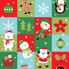 christmas seamless pattern with christmas icon and elements design
