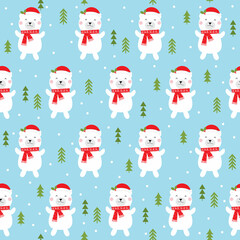 christmas seamless pattern with polar bear design