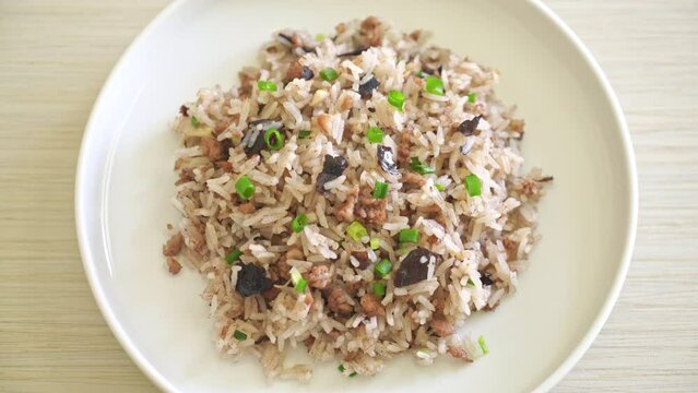 Fried Rice with Chinese Olives and Minced Pork - Asian food style