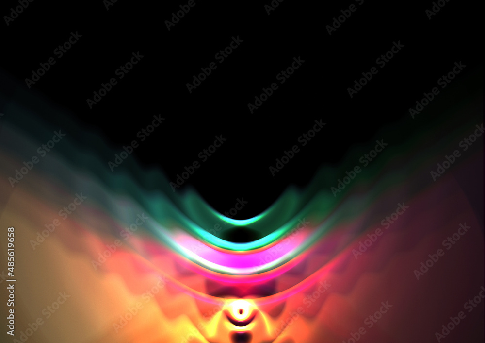 Poster abstract background graphic with green, yellow and red triangle wave pattern. digital communication 