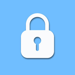 Paper cut style padlock icon with shadow. Lock icon for website. Security concept. Hiding a secret. Vector illustration
