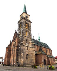 Fototapeta na wymiar Medieval gothic catholic church in Nymburk town