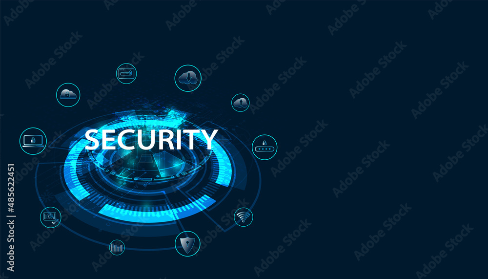 Poster abstract cyber security concept protect network, device, program and data from attacks, network secu