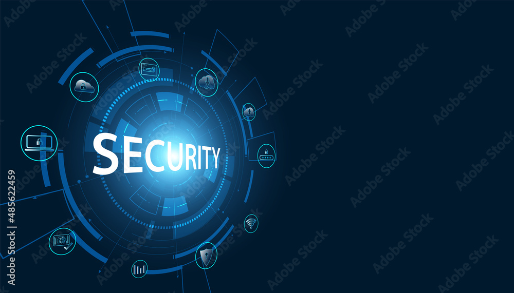 Poster abstract cyber security concept protect network, device, program and data from attacks, network secu
