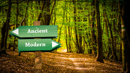 Street Sign to Modern versus Ancient