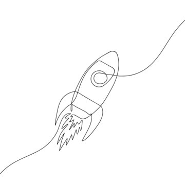 recommend clip art: Rocket. Hand-drawn illustration. Line art. 