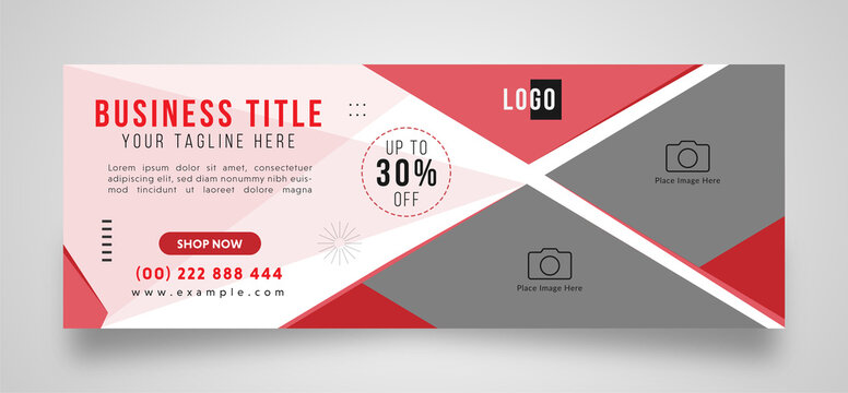 business ad banner or facebook cover page template with photos place for promotional or offer banners