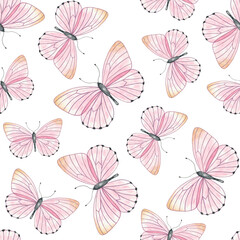 Watercolor pink butterfly pattern