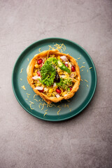 Aloo Tokri Chaat or Potato Basket stuffed chat or katori chat