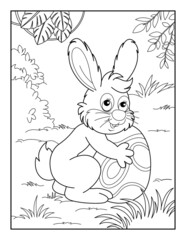 Happy Easter Coloring Page for kids. Coloring book for relax and meditation.
