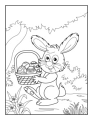 Happy Easter Coloring Page for kids. Coloring book for relax and meditation.