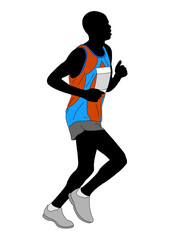 marathon runner in color sportswear - vector illustration