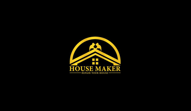 Real Estate house logo vector design, wood worker, workshop, icon, symbol