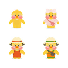 Popular soft toy duck. LALAFANFAN.  Vector illustration for your creativity, educational games and manuals, card design, room decoration, print for t-shirts