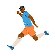 Sportsman in soccer or football team uniform, flat vector illustration isolated.