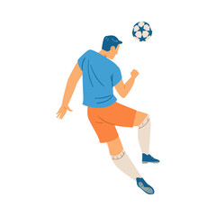 Soccer or football player back view, flat cartoon vector illustration isolated.