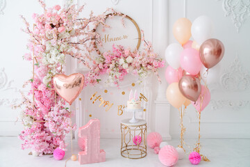 First birthday party in pink color