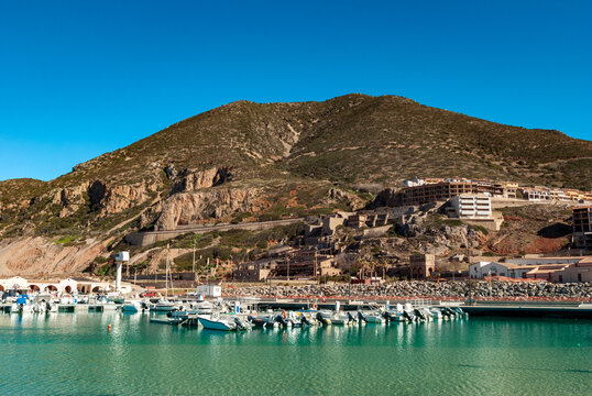 Buggerru, veduta del porticciolo, Sardegna, Italia 