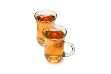 A turkish glass of tea isolated on white background.