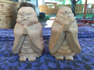 Two Jizo Wood Carvings 