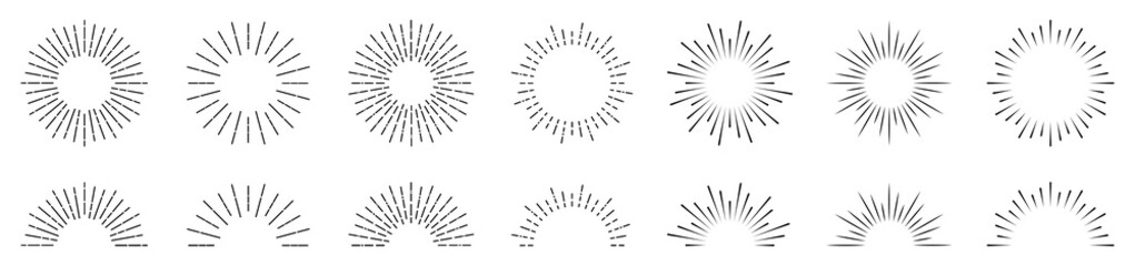 Set of sunburst icons. Vector sunburst design. Sunburst best quality. Sunrise, firework explosion.