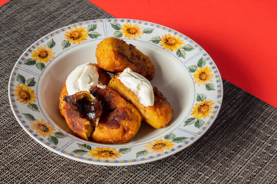 TRADITIONAL GUATEMALAN RELLENITOS MADE OF PLANTAIN AND SUGARED BEAN PASTE