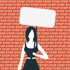 A woman with an empty banner in her hands. Protest concept. Flat style. Vector.
