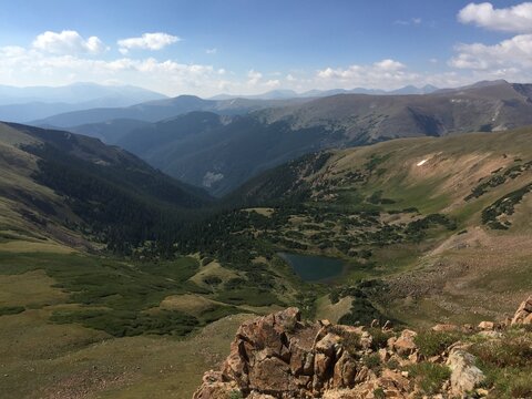 Colorado Mountain Fields and Forests with Green Grass, Flowers and Blue Sky