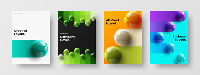 Trendy company identity vector design illustration set. Abstract realistic spheres banner layout composition.
