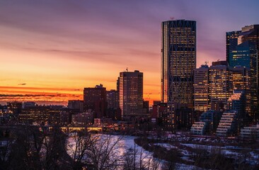 Glowing Sunrise Over Calgary
