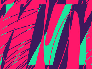 Seamless abstract doodle background pattern in bright summer positive colors. Hand-drawn abstract pattern with randomly arranged spots and dots and lines. Pencil and paint texture.