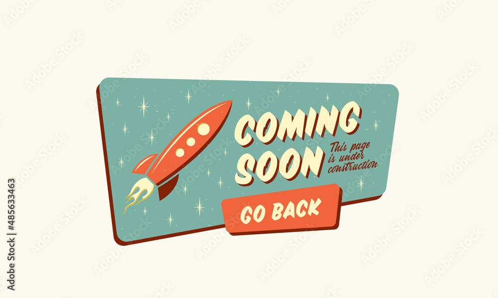 Canvas Prints coming soon lettering retro rocket sign web template. page under construction website vector banner 