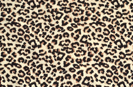 Leopard print on thin, mass-produced silk fabric. Abstract animal skin pattern, background © avtor_ep