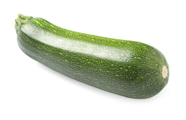 One raw ripe zucchini isolated on white