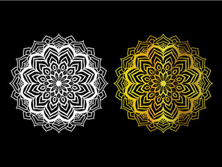mandala design template with gold gradiant color