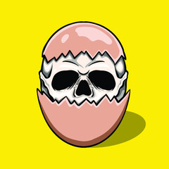 t shirt design hand drawn skull egg illustration