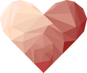 Low poly red heart vector 