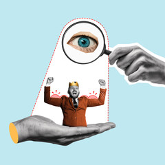 Hiring talented employees, searching for unique personalities. Contemporary art collage.
