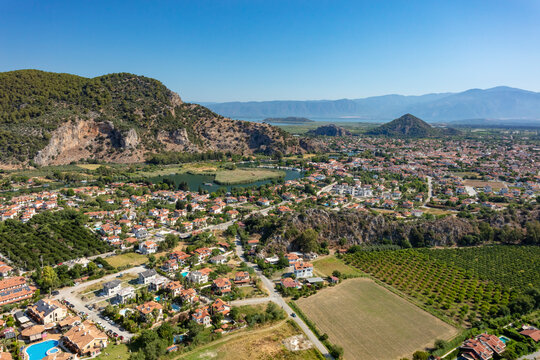 Aerial view of Dalyan, Turkey.