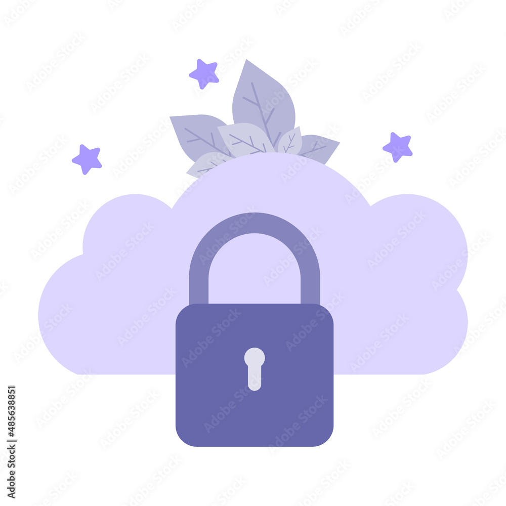 Aufkleber secured data cloud icon. flat illustration of secured data cloud vector icon for web design