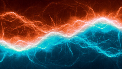 Fire and ice lightning background, power electrical abstract