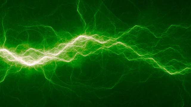 Green lightning, abstract electrical background