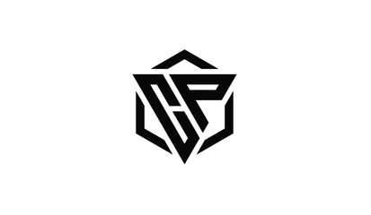 polygon letter logo CP, PC, template logo design vector