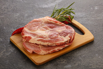 Raw pork meat neck steak