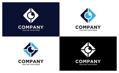 Creative Eyes Concept Logo Design Template. on a black and white background.