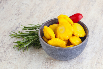 Pickled yellow patisson natural snack