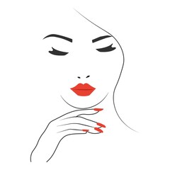 Face of pretty woman silhouette